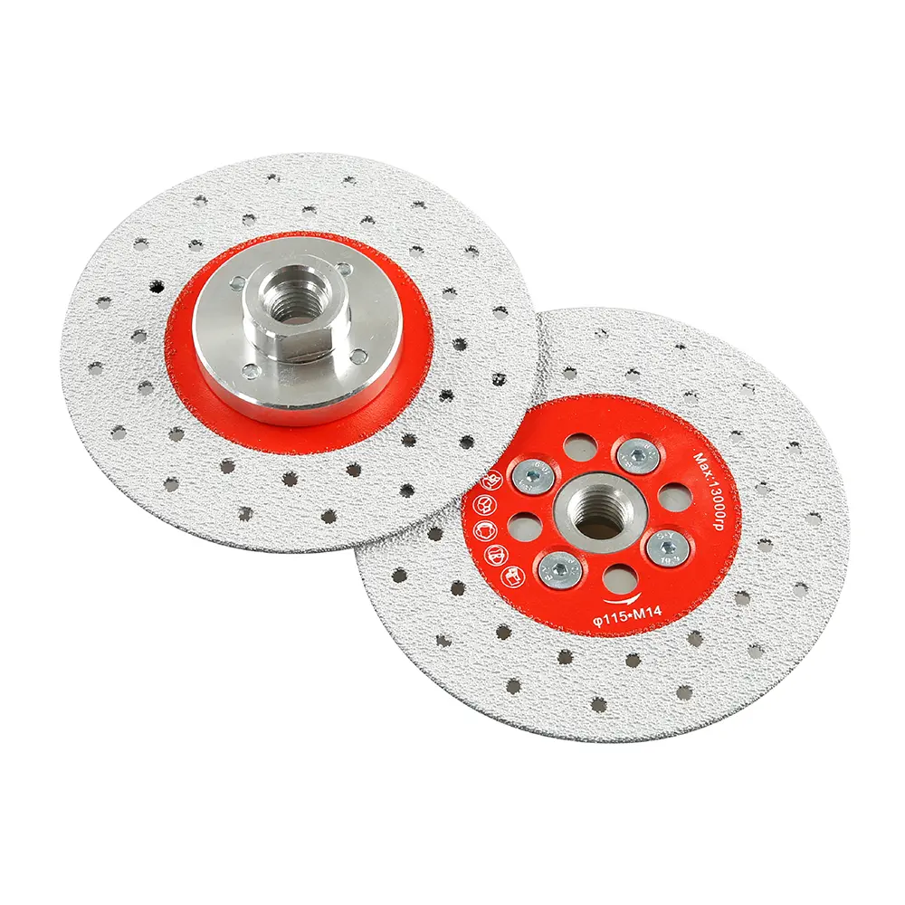LOZLIN 4.5In Double-Sided Brazed Diamond Cutting and Grinding Disc with 5/8"-11 Thread for Angle Grinders, Marble, Quartz and Stone Edge Shaping and Chamfering