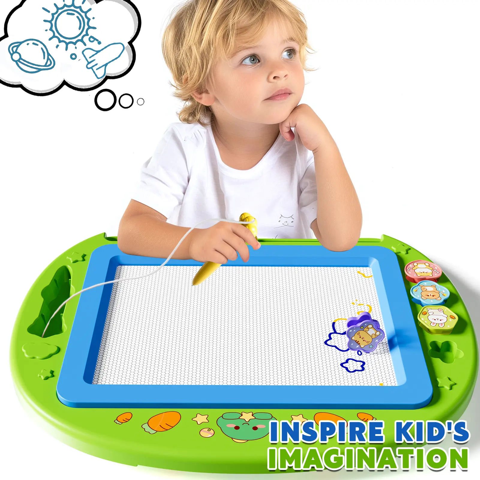 Children’s magnetic drawing board toy for ages 2–3 years (boys and girls), doodle/writing board for babies aged 2–4 years, portable educational toy for outings, erasable drawing board with included brush and seal—ideal children’s early learning birthday g