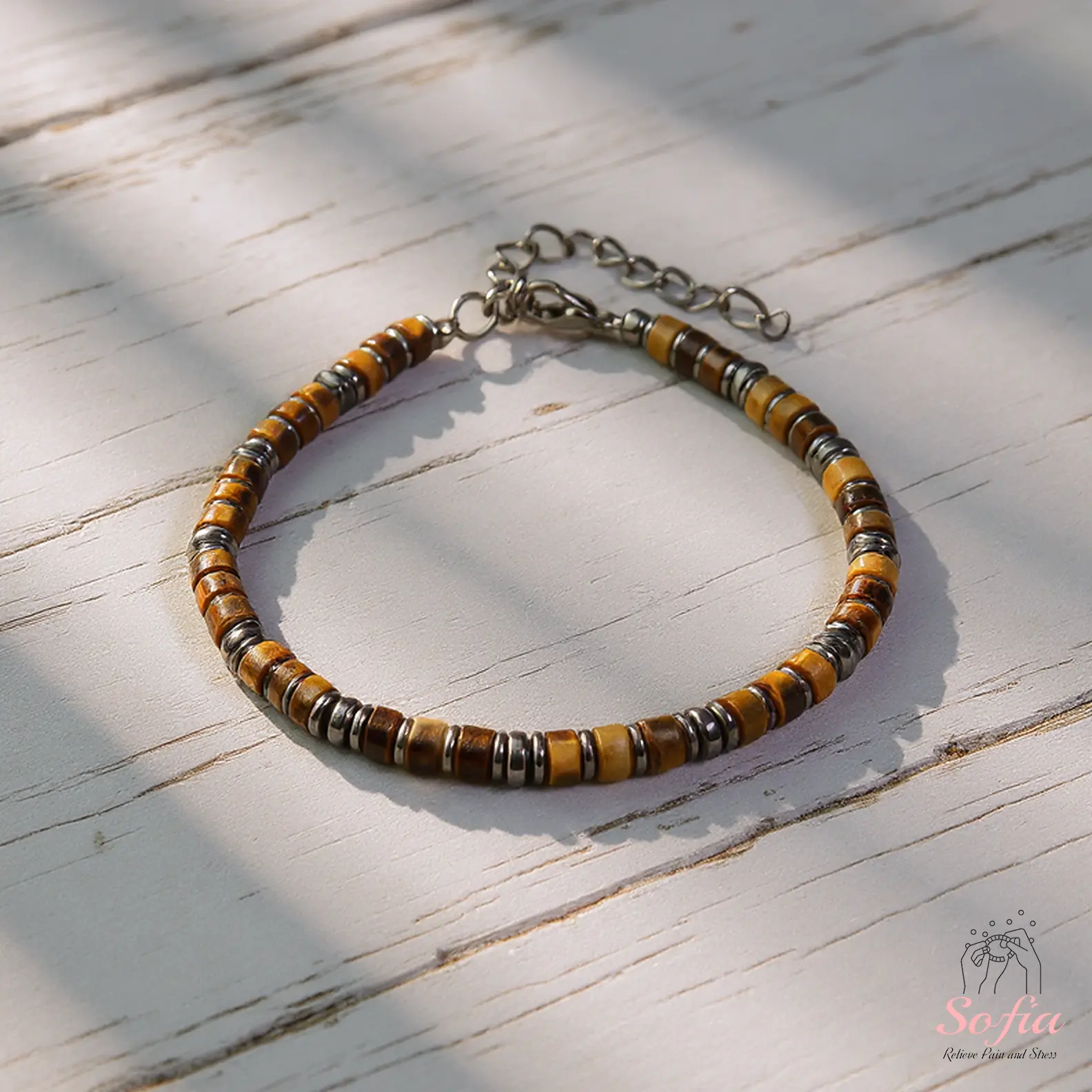 Protection Bracelet - Natural Crystal Beaded Bracelet - Bracelet for Male Hematite Gemstone Healing Bracelet Gift to him