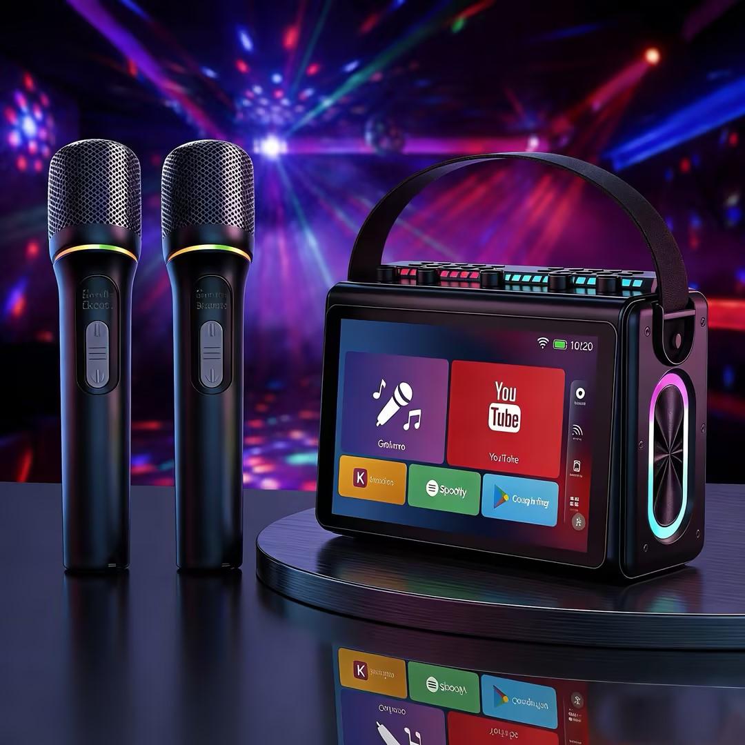 Karaoke Machine for Adults,Built-in 10.1"HD Lyrics Screen, Supports WiFi Bluetooth HDMI USB and TF,Portable Karaoke Player with 2 Wireless Microphones for Home Party Family Gathering