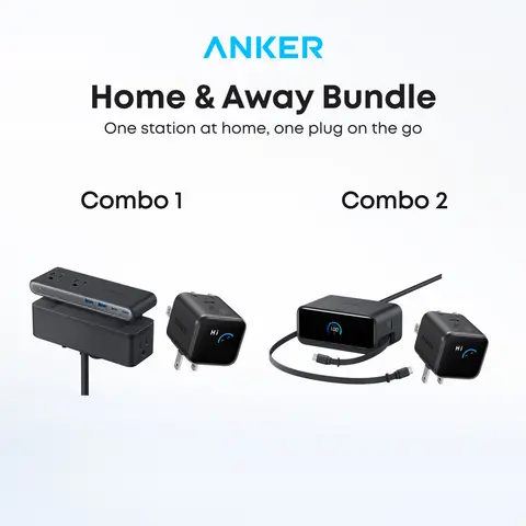 Anker Nano 45W Fast Charging USB-C Charger & Nano Power Strip Bundle - Cellphone/Mobile Electronic Charger, 180° Foldable Plug, Smart Recognition, Care Mode, 5ft Cord, 1500J Surge Protection, Desk Clamp, Minimalist Tech Desktop Charging Station