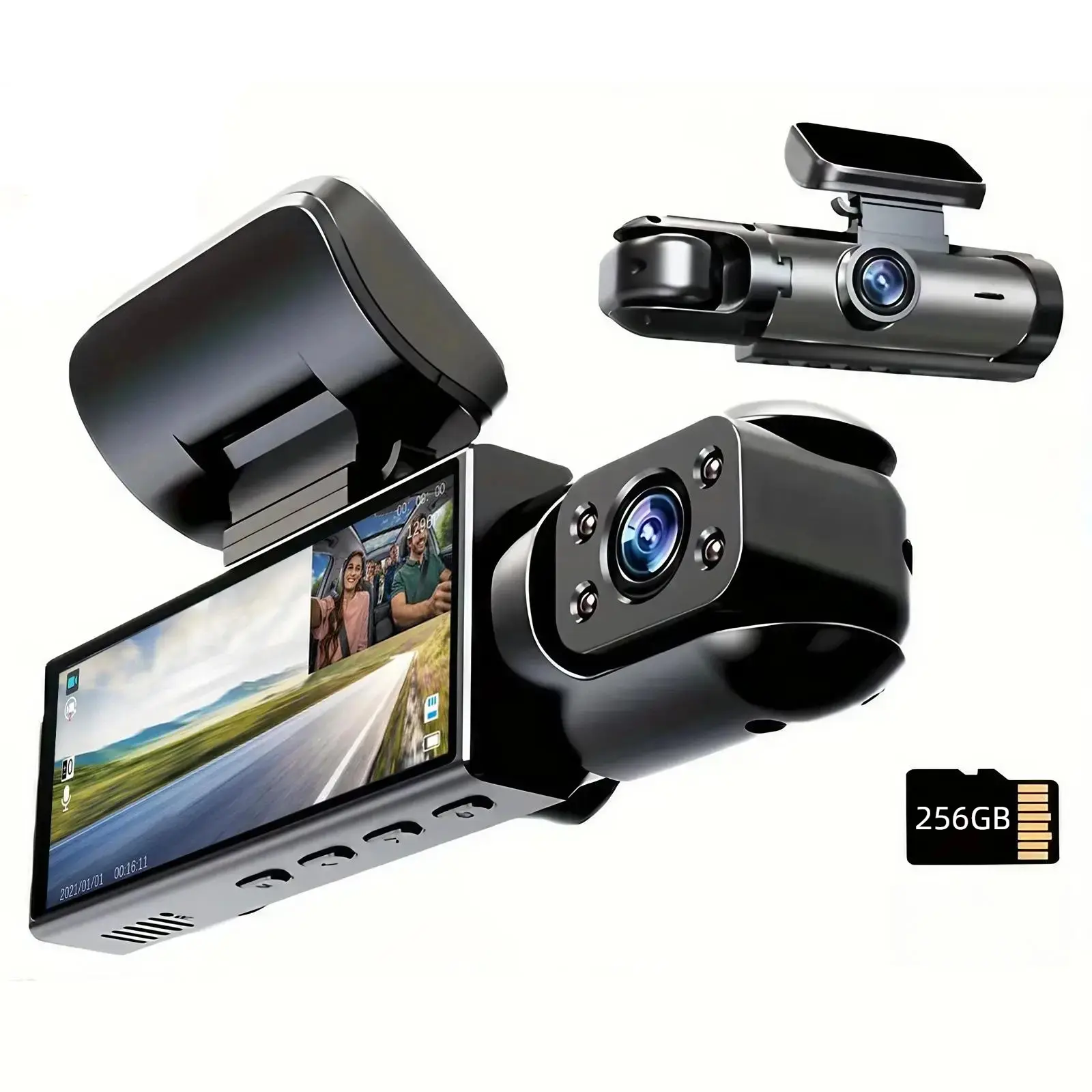 1080P Dual Dash Cam Set for Cars, Front & Rear Driving Recorder with Large Storage, Reverse View, Parking Monitor, Forward Alert, G-Sensor Collision Detection, Enhanced Night Vision, Motion Detection, Loop Recording, Dashcam Set