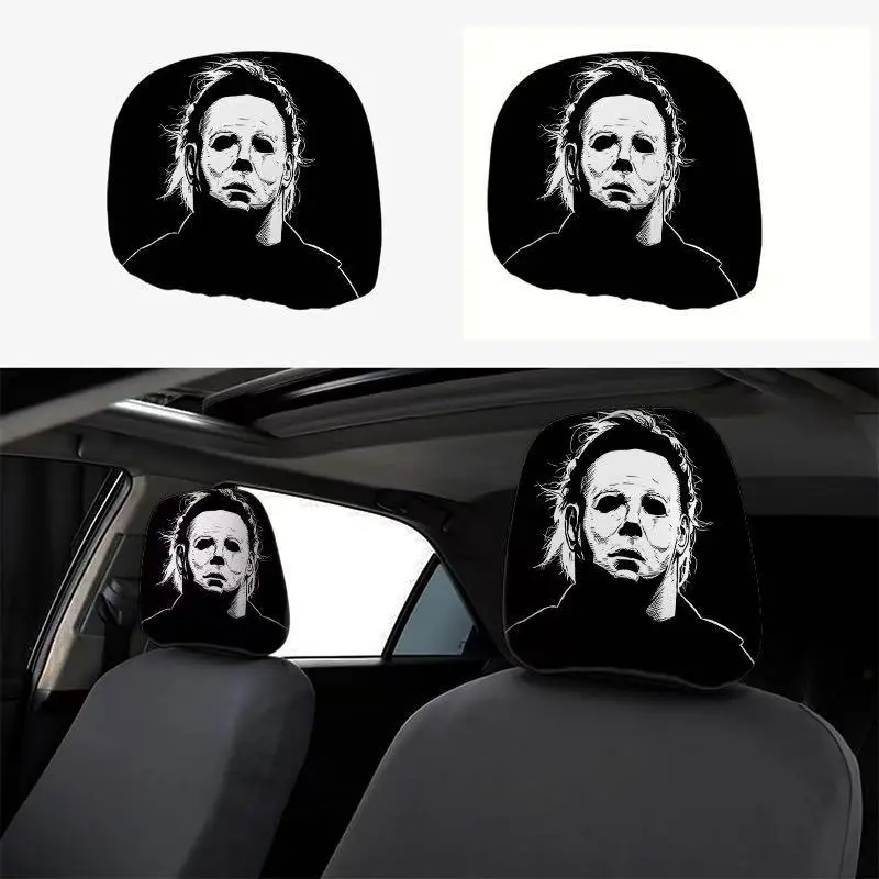 Horror Theme Car Headrest Covers, Car Accessories, Comfortable Fashion Design, Easy Installation, Suitable for Sedans Trucks Suvs, Set of 2 Pieces