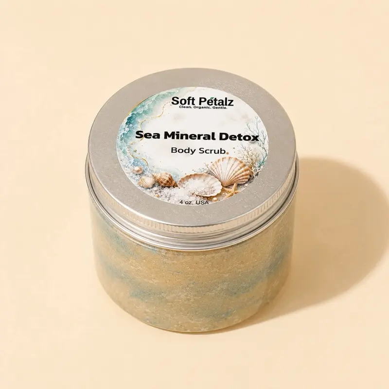 Soft Petalz Organic Sugar Body Scrub - Exfoliating Polish with Coconut, Shea, Coffee, Unscented Option for Smooth, Soothing, Glowing Skin | Multiple Scents, Nourishing, Feet