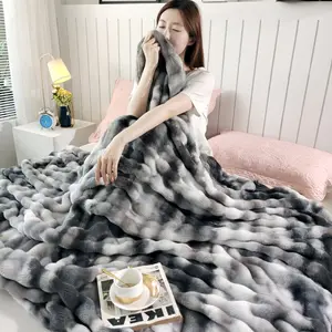 Ultra-Soft Faux Rabbit Fur Blanket, Large Plush Throw for Sofa Bed, Perfect Christmas Gift for Women, Cozy Blanket Throw