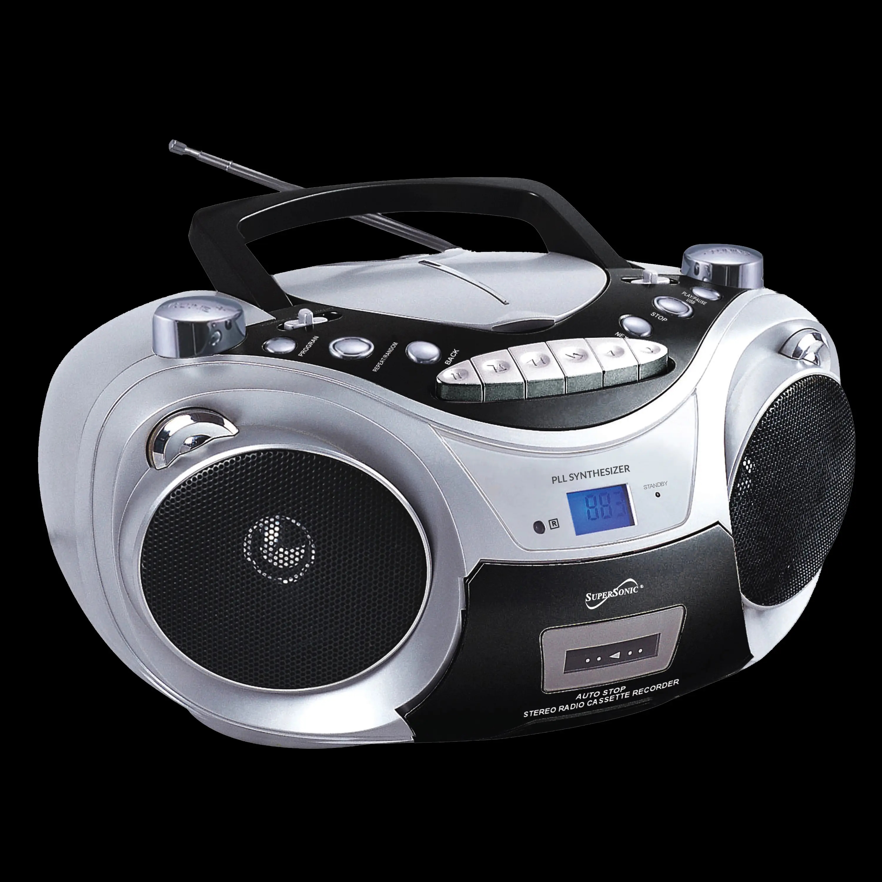 Supersonic SC-709 Portable MP3/CD Player with Cassette Recorder, AM/FM Radio ... Remote Control Lcd