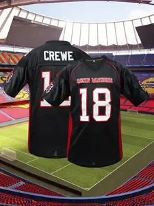 Men's Football Jersey, Loose-Fit Breathable V-Neck Mesh Shirt, MEAN MACHINE Men's #18 Paul Crewe The Longest Yard Movie American Football jersey Stitched Jersey Shirts