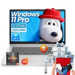 HP 17-inch Laptop for Business and Student -  up to 32GB RAM, 512GB SSD, AMD Ryzen 5 7430U, Windows 11 Pro, Wi-Fi 6, Fast Charge, 17.3” FHD Anti-Glare Display,Bundle Accessory