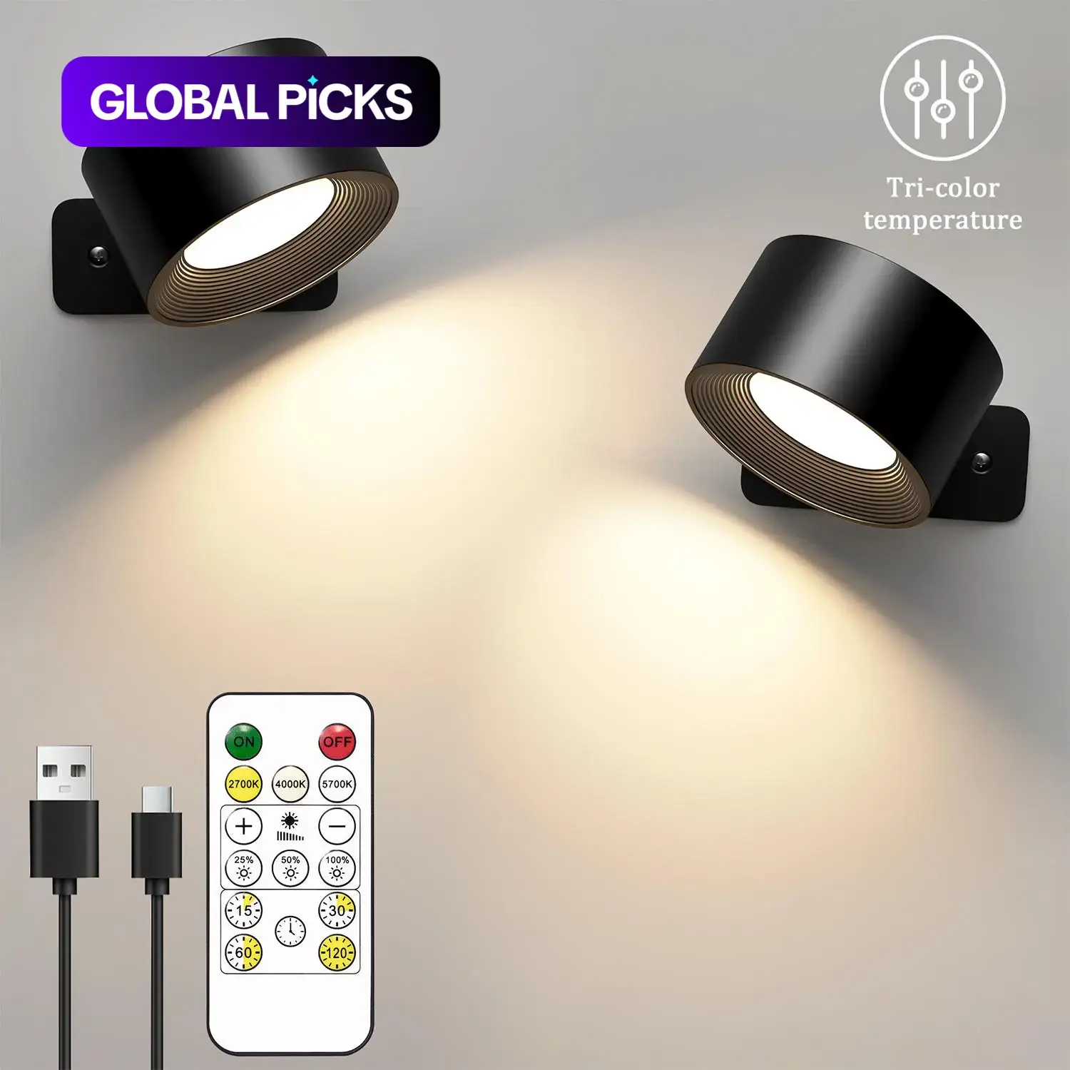 Magnetic RGB Wall Sconce, Rechargeable LED Wall Light with USB Charging, Adjustable Lights, Dimmable Ambient Mood Lighting for Home Decor #GLOBAL PICKS