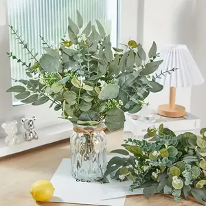 100pcs Artificial Eucalyptus Stems Greenery Bundle – Mixed Faux Leaves for Wedding Bouquets, DIY Floral Arrangements & Home Decor