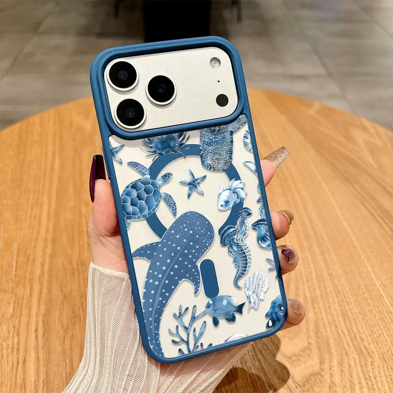 Underwater World Magnetic Phone Case for iPhone 17 16 15 14 13 12 11 X XS Pro Max Plus Air Samsung Galaxy S25 S24 S23 S22 Ultra-Thin Anti-Drop Wear-Resistant Mag Safe Case, Smartphone, Handheld, Protection