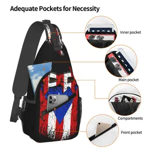 Crossbody chest bag Puerto Rico flag shoulder bag Foldable Large capacity Fashionable and durable Can be used for shopping Work Leisure travel Hiking backpack