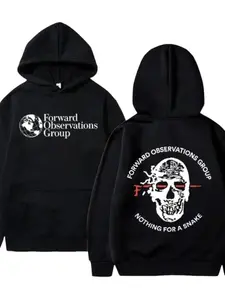 Unisex Gothic Street Style Hoodie, Skull Print Graphic Sweatshirt, Vintage Loose Fit Pullover, Warm Fall Winter Casual Wear