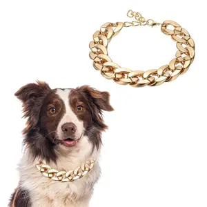 PETAXCELL Gold Chain for Dogs, Cuban Link Dog Collar Pet Gold Necklace Adjustable Lightweight Fashion Decoration 12.6 In, (Rose Gold), Intended for Puppies / Small / Medium Pets