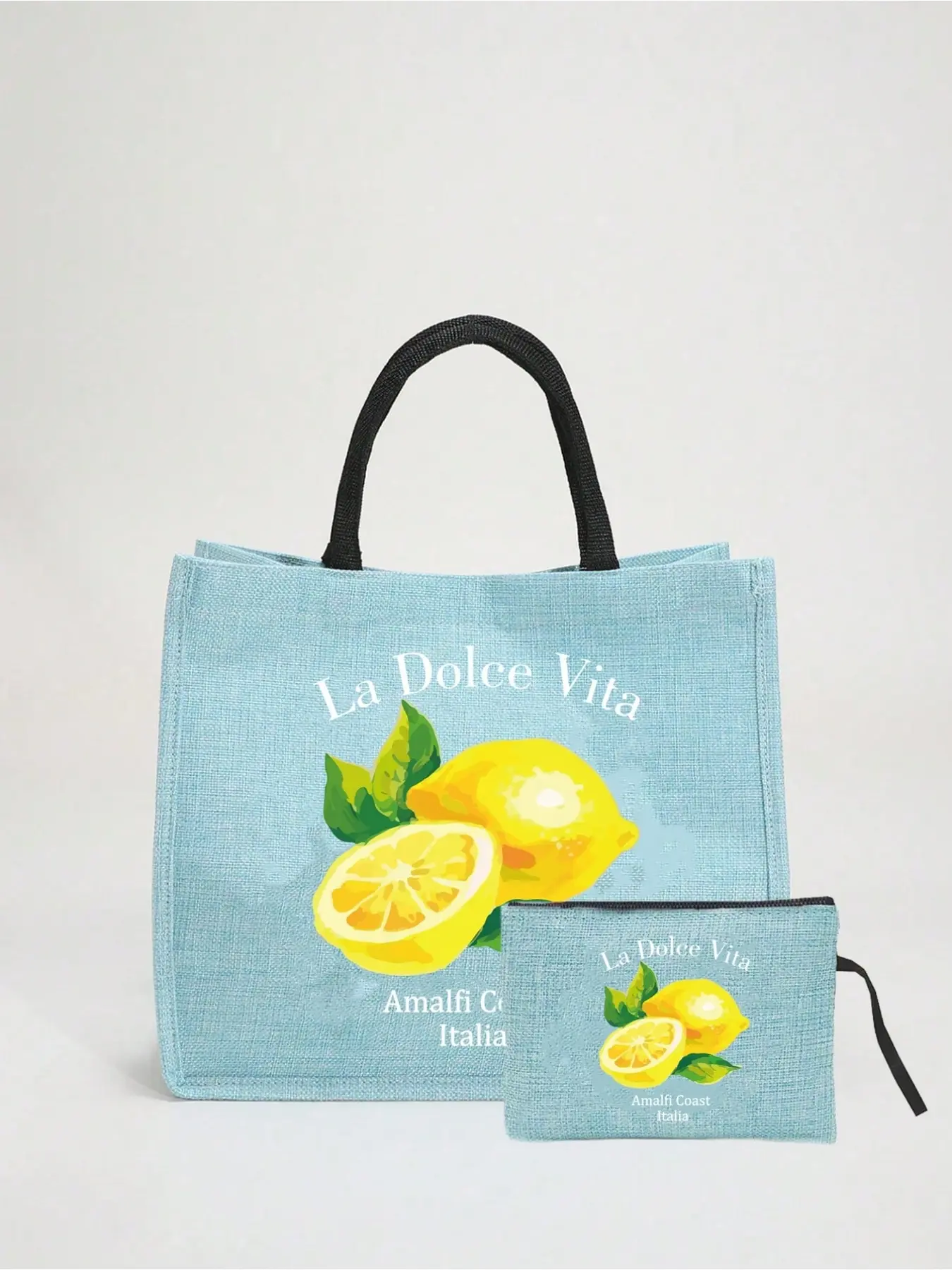 Lemon Pattern Handbag, Matching Coin Purse, Zipper Bag, Personalized Gift Bag, Cartoon Fun Multifunctional Handbag, Lemon Castle Design, Daily Use Handbag, Elegant Stylish Purse