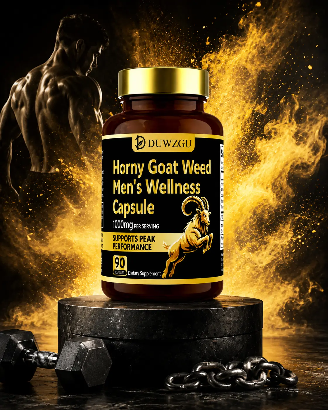 Horny Goat Weed 1000mg Men’s Wellness Supplement – 90 Capsules – Energy, Vitality & Performance Support