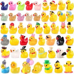50PCS Mini Resin Animals Assorted Styles Cute Tiny Ducks,Miniature Duck Figures to Hide,Little Animal Bulk for Topper Desk Garden Dollhouse Landscape Aquarium Ornaments DIY Crafts & Decor