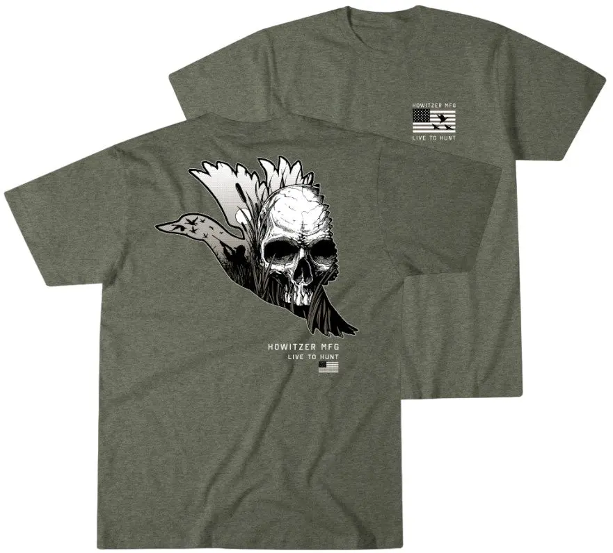 Howitzer Men's Hunt Military Graphic T-Shirt, Casual Short Sleeve, Ultra-Soft Cotton Blend, Patriotic, Supports Veterans, Tshirt, Charity Support, Graphic Print, Hand Drawn Art, Us Pride, Refer To Sizing Chart, Textured Woven Fabric, Hunt Graphic