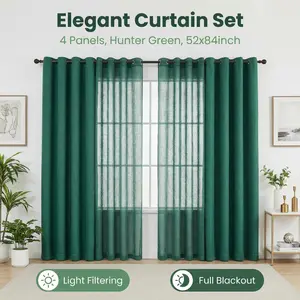 Curtain Club 4 Panels 52x95inch 2 panels are made of blackout fabric with a composite process, providing complete blackout effect. They are of high quality. The other 2 panels are mesh wide-mouth curtains in a loop style. L69 + L12