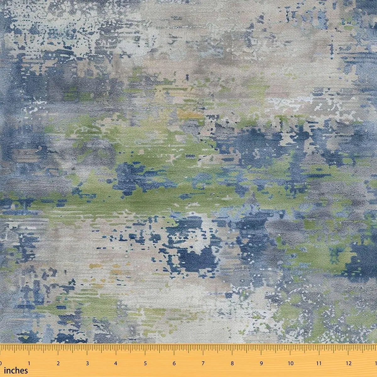 Navy Blue and Green Watercolor Fabric,Modern Abstract Upholstery Fabric Grunge Tie Dye Pastel Decorative Fabric,Contemporary Art Waterproof Fabric Quilting Sewing