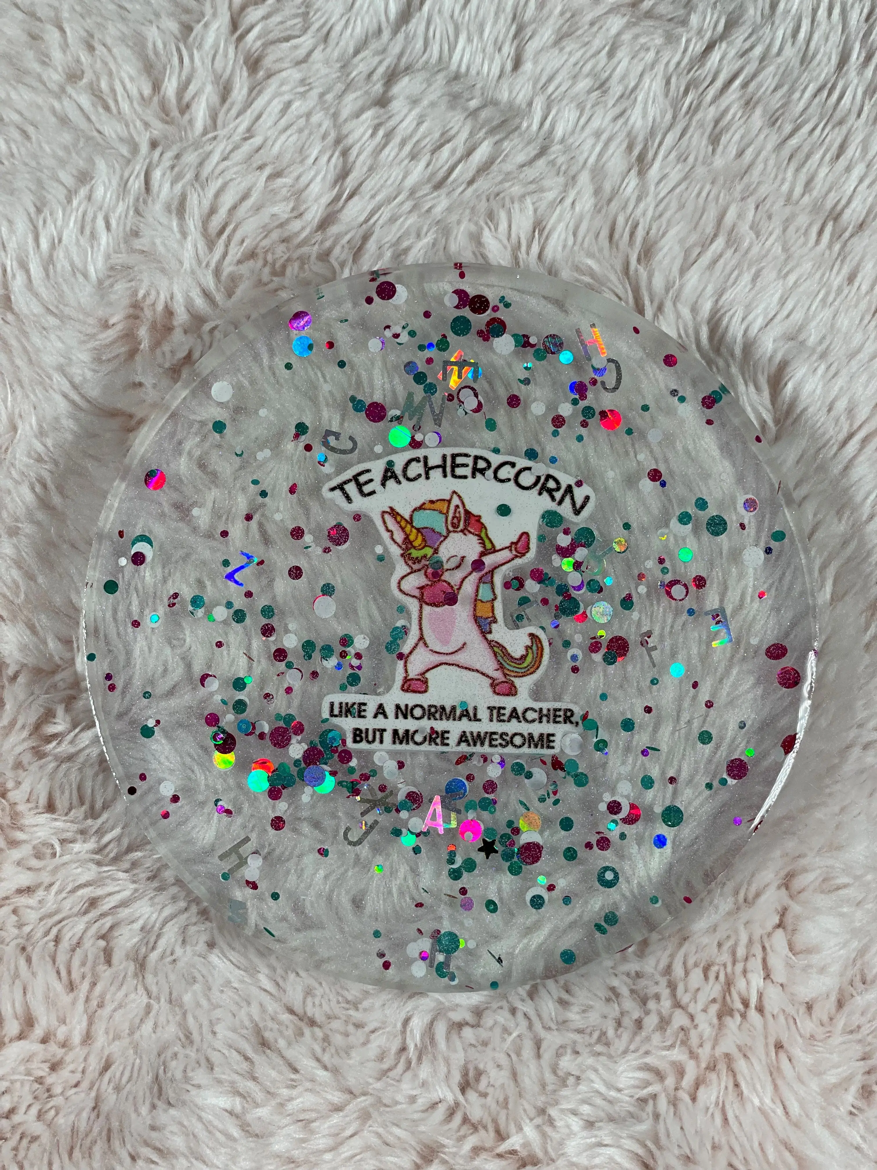 Teacher Dab – Teachercorn, Unicorn Resin Coaster (Single) Funny Sayings Coffee Tableware