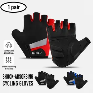 Vilico Outdoor Ultra-Fiber Durable Bicycle Gloves, Shock Absorption Cycling Fitness Training, Breathable Anti-Slip Half Finger Gloves, New Model