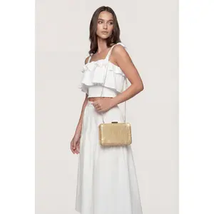 Textured Metallic Push Lock Clutch