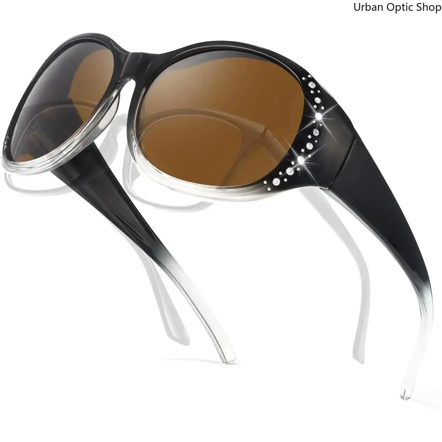 XUH Polarized Fit Over Sunglasses for Women, UV400 Anti-UV Protection, Oversized Shiny Frame, Anti-Glare Polarizer, Prescription-Compatible Over-Glass Shades for Driving & Outdoor Activities, Anti-Uv Women's Sunglasses, Over-Glass Women's Sunglasses