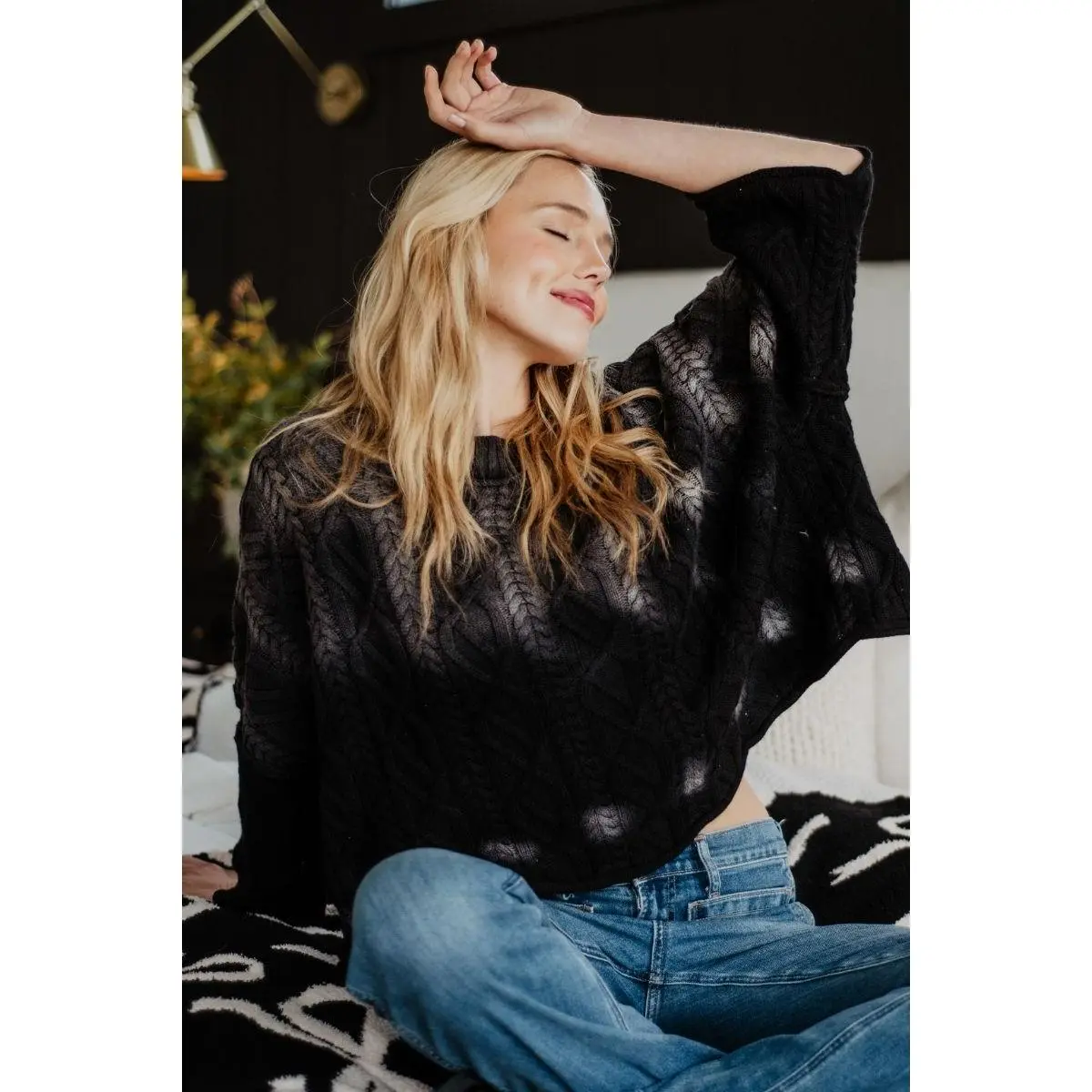 Black Slouchy Oversized Knit Fall Sweater