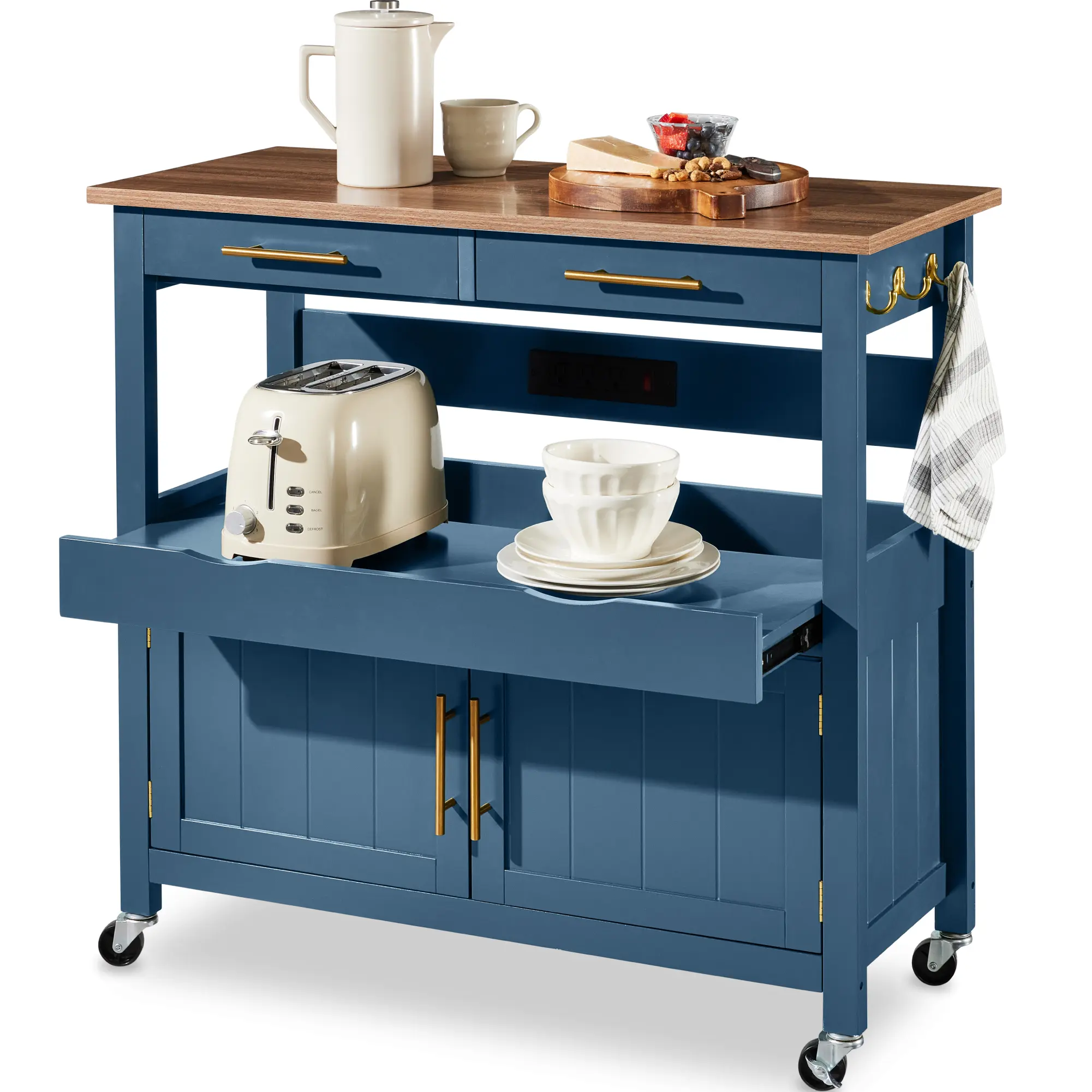 Best Choice Products 36in Large Rolling Kitchen Island Cart, 2-Door Cabinet, Outlet, Hooks, & Wheels Best Choice Products 36in Large Rolling Kitchen Island Cart, 2-Door Cabinet, Outlet, Hooks, & Wheels