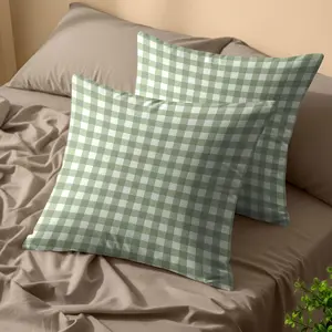 Fresh Plaid Cushions, Pastoral Retro Style with Zipper Closure (Pair with Inserts), Machine Washable, Ideal for Sofa, Living Room and Bedroom Decoration.