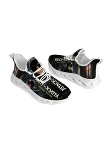 Gothic Church Style Thick Sole Sneakers, Breathable Soft Elastic Casual Running Shoes, Boys' Japanese Anime Trendy Dad Shoes