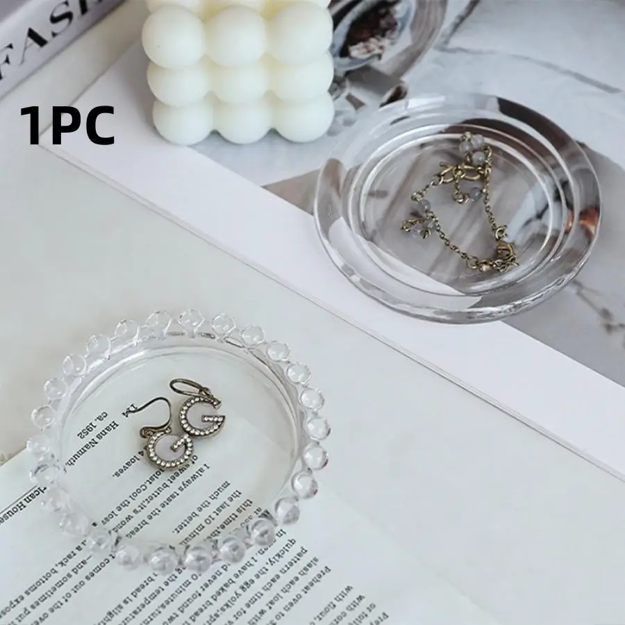 Transparent Glass Candle Holder Tray, Jewelry Storage Dish, Aromatic Candle Tray, Decorative Candle Plate, Home Décor Accessory, Home Accessories