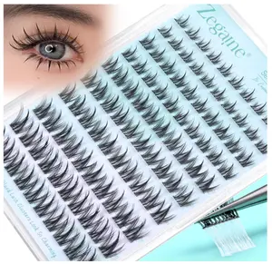 Zegaine Manga Self Adhesive Eyelashes Natural Look Self Adhesive Lash Clusters No Glue Needed Asian Anime Pre Glued Lashes Natural Lash Clusters Reusable C-Curly Spiky Pre Glued Eyelashes 8-16MM