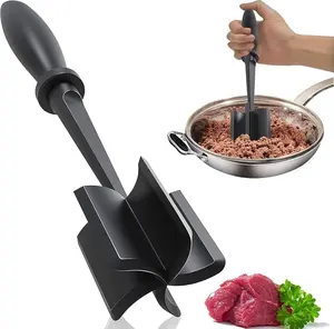 LMMAKE Multifunctional Meat & Potato Chopper Heat Resistant up to 428°F Ergonomic Non-Slip Handle for Ground Beef Patties & Mashing with 5 Blades