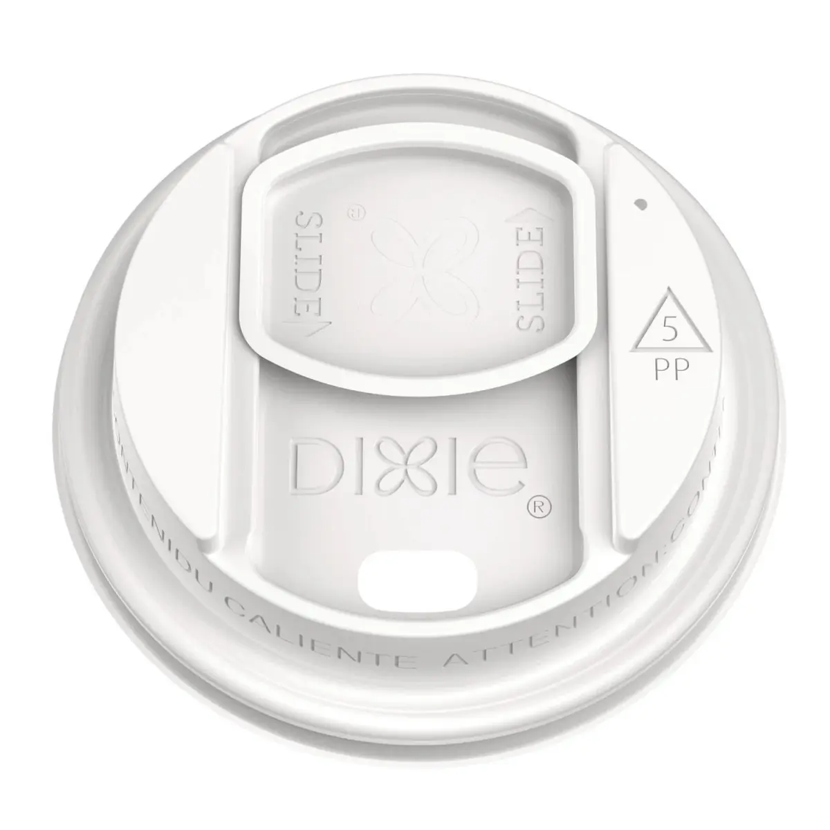 Dixie DXEDSL9542 Plastic Slider Hot Cup Lids, White - Default Size, Vehicle Cup Holder Fit, Ideal for General & Hot Coffee & Beverage Consumers, Pack of 1000
