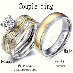 3PCS Matching Rings Set (2 Women + 1 Men) – Couple Wedding & Engagement Jewelry Gift