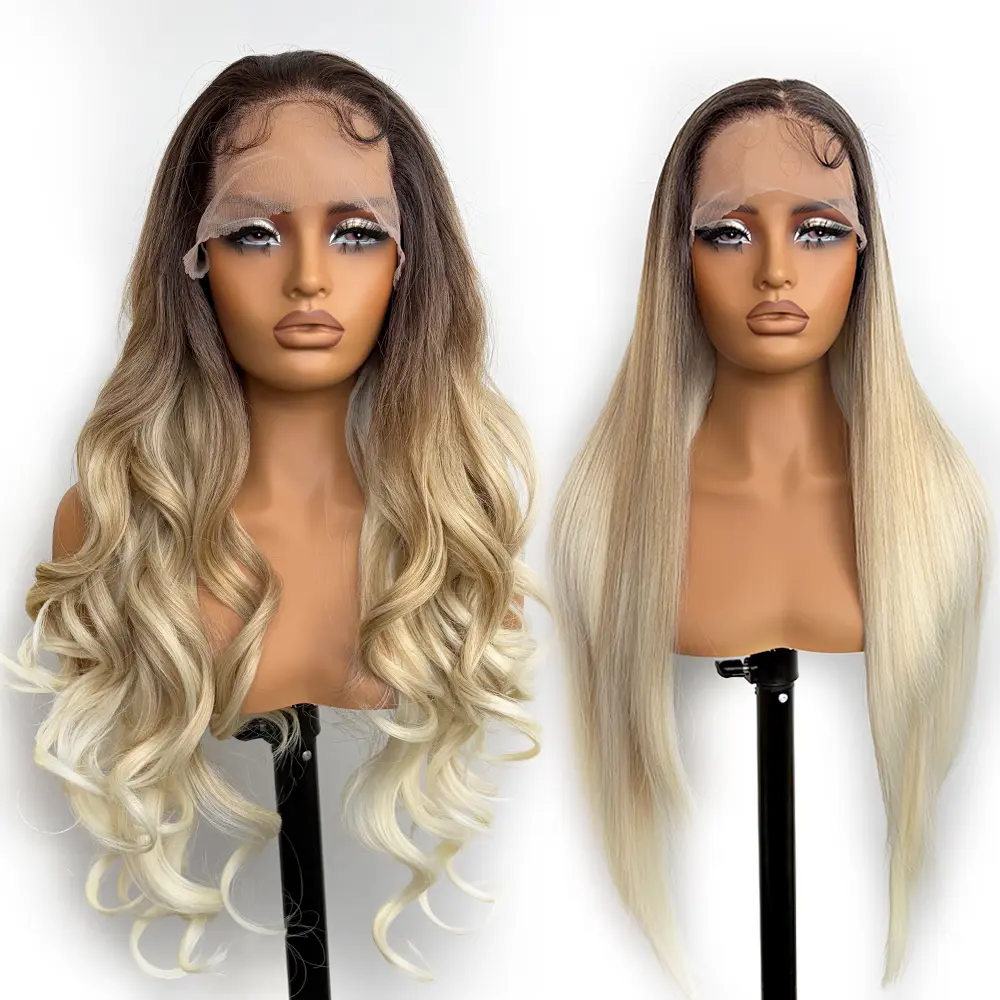 Blonde Synthetic Lace Front Wig 6#613, 13x6 HD Lace Wig for Women, Deep Parting, Heat Resistant Fiber, with Baby Hair and Natural Hairline 30 Inch Boay Wave Lace Front Wigs Glueless Beginner Wig