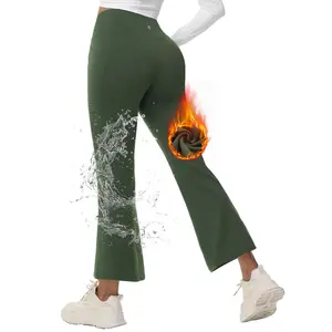 baleaf Women's 27" Fleece Lined Pants Winter Thermal Water Resistant Crossover Flare Leggings Warm Bootcut Hiking Outdoor