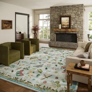 palohom Washable Rugs for Living Room Non Slip Low Pile Non Shedding Lightweight Soft Faux Wool Carpet Floral Area Rug for Bedroom Kitchen Dining Room Under Table Rug Runners for Hallway Entryway Stain Resistant Easy Care Indoor Home Decor