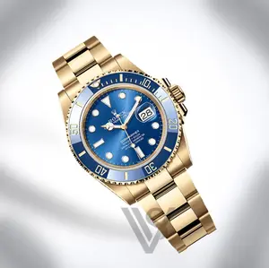 Rolex - Submariner - Blue Dial Date Watch 18K Yellow Gold Stainless Steel Bracelet