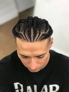 HD Lace Front Braided Wigs for Men, Natural Fluffy Wigs with Baby Hair, Synthetic Wigs for Party, Daily Use