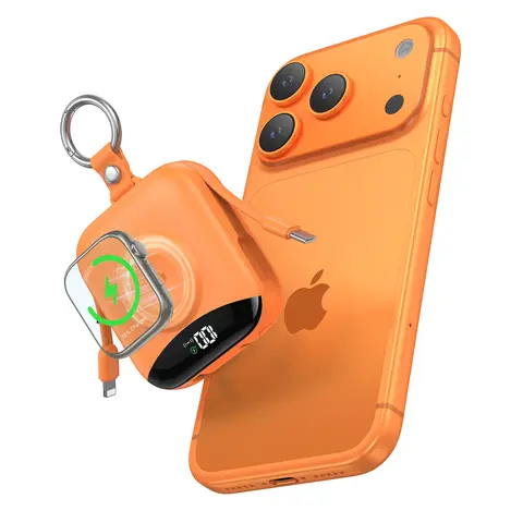 10000mAh Compact Magnetic Power Bank - 3-in-1 Clip-on Chargeable Mobile Power Bank, EDC Gear with Built-in Cable & Keychain Clip, Digital Display Portable Wireless Charger for Smartphones, Digital Devices (Battery Anxiety Fix)