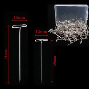 50pcs Silver T-Pins for Wig Styling – 38mm/51mm Long Stainless Steel Wig Pins for Mannequin, Lace Wig Making & Salon Use
