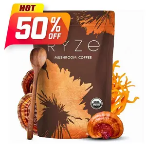 RYZE Mushroom Coffee, 6 AdaptogenicMushrooms,Organic,Instant ,MCT Oil,USA GrownBetter Energy, Focus, Digestion, lmmunity,Cordyceps, 30 servings Beverage Taffy