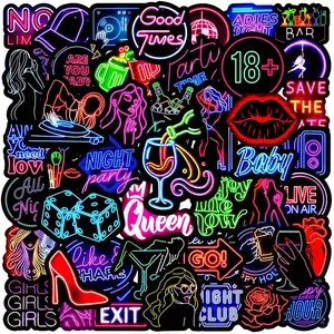 50pcs Neon Nightclub Series Stickers, Suitable for Designing Faith-based Items Such As Scrapbooks, Diaries, Laptops, Water Bottles, Cars, Etc., with Positive Messages As Gifts
