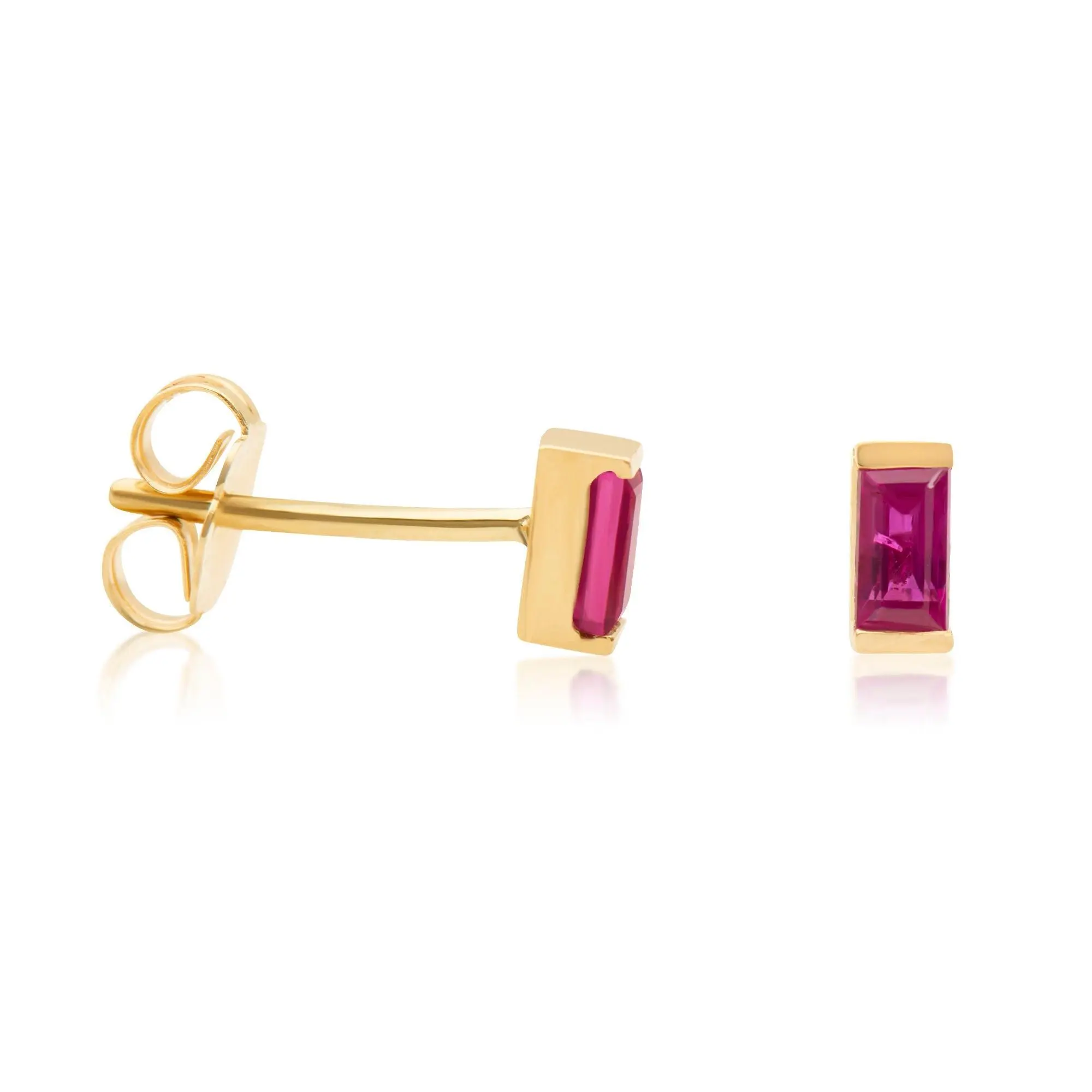 14k Gold Ruby Stud Earrings - Gemstone Stud Earrings