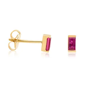14k Gold Ruby Stud Earrings - Gemstone Stud Earrings