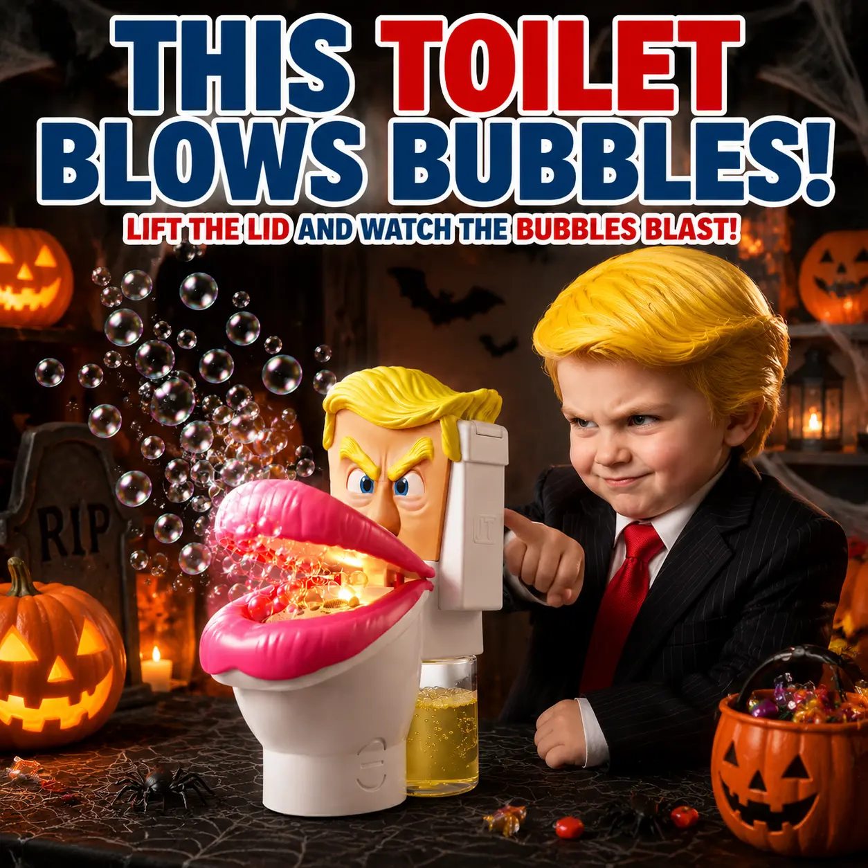 EFFUN Automatic Bubble Maker - Silly Big Mouth Toilet Design, Funny Faces, Quirky Look, Plastic Body, Cartoon Bubbles, Party Prank Device, Gag Gift for Toys & Hobbies Parties