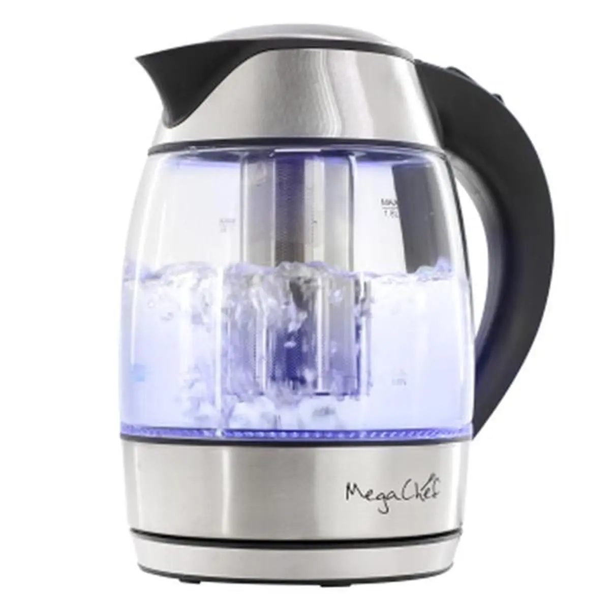 212 MAIN Megachef Electric Jug Kettle - 1.8L Glass Body, Stainless Steel Durable Build, Cord-Free Design, Auto Shut-Off Function, Tea Infuser, Kitchen Appliances, Household Appliances